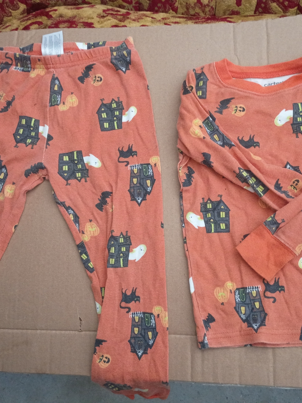 Carter's Orange Halloween Haunted House Pajama Set for Kids